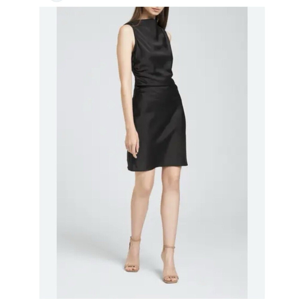 Wayf Amira Open Back Satin Mini dress In Black Size  M